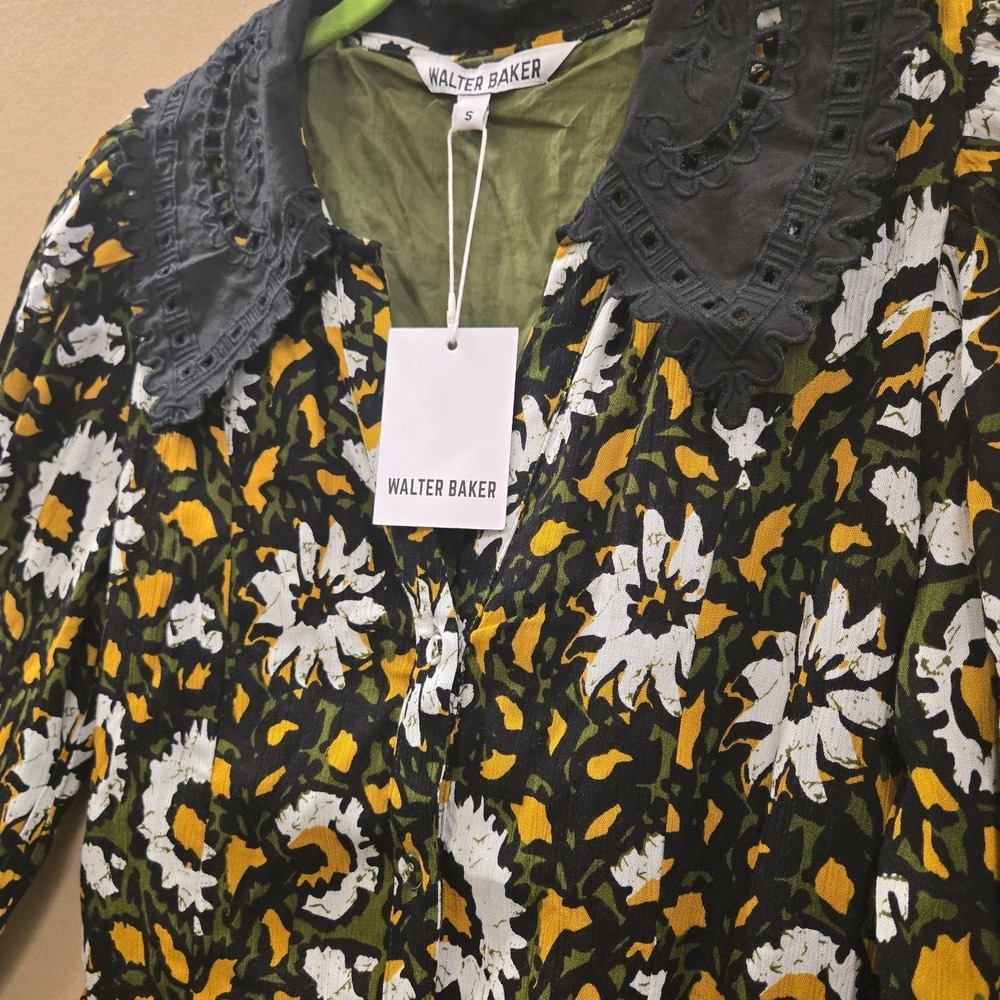 Walter Baker Cottagecore Floral Collared Dress Dark‎ Academia Whimsygoth - Picture 6 of 14